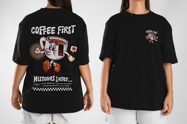 Camiseta Oversize "Happy Coffee" - Imagen 3
