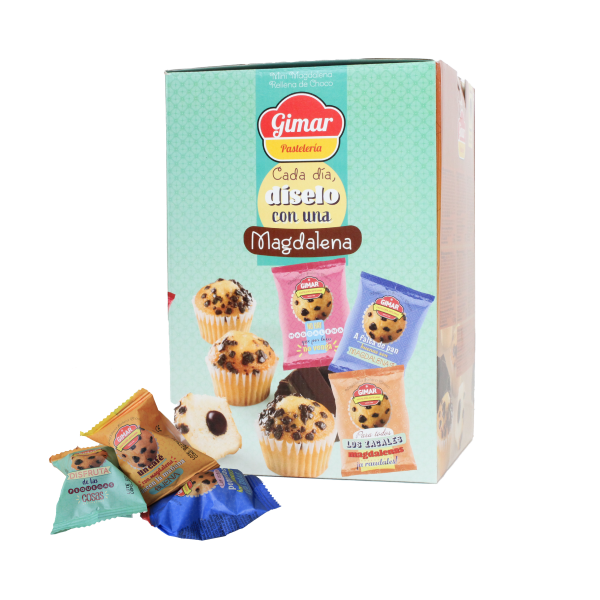 Mini Magdalenas rellenas Chocolate Caja 1,5Kg